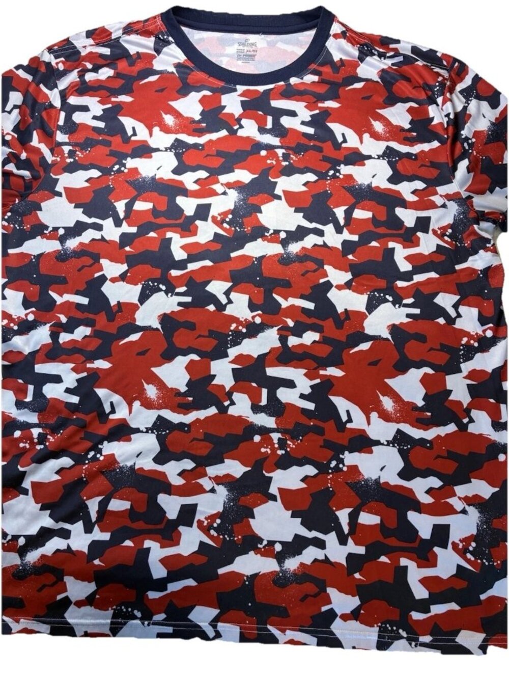 Spalding Mens XXL Dri Power T Shirt Red Black White Camo Graphic Athletic Gym